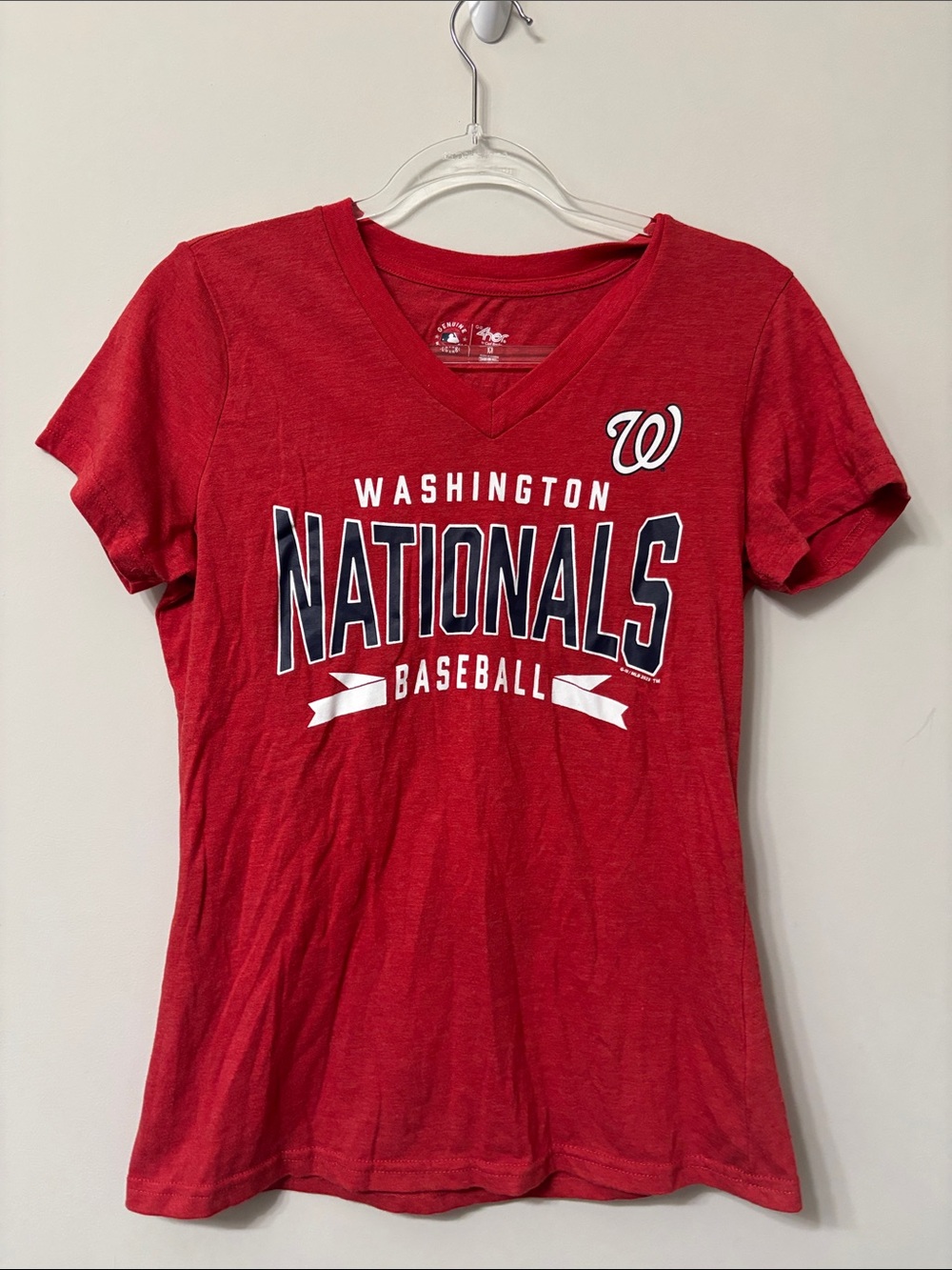 Washington Nationals Red Short Sleeve V-Neck Tee